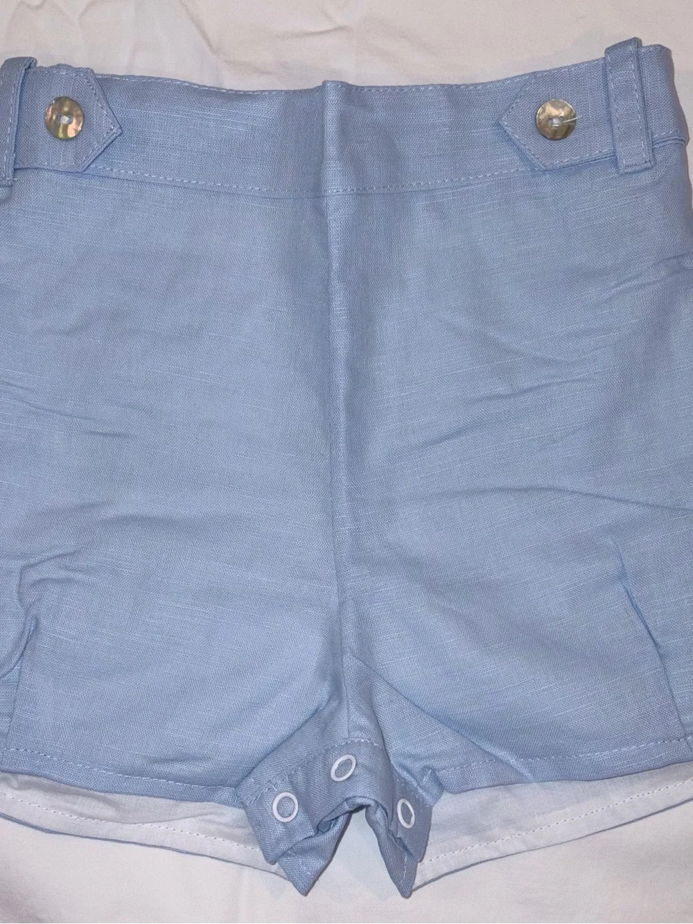 The Oaks Apparel Co Joseph Blue Linen Short Set fully lined sz 18 months NWT